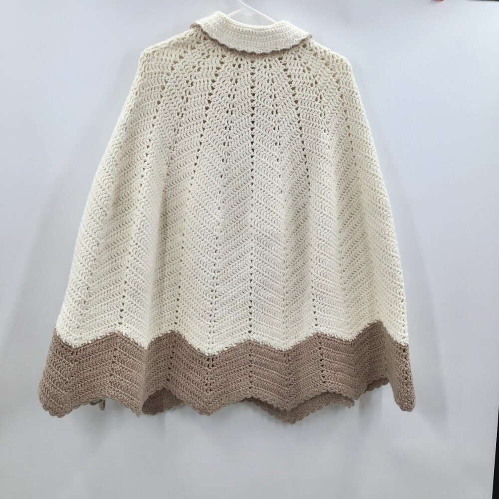 VTG Hand Crochet OS Capelet Short Cape Cream Boho Cottagecore Cosplay Prairie - Picture 2 of 11